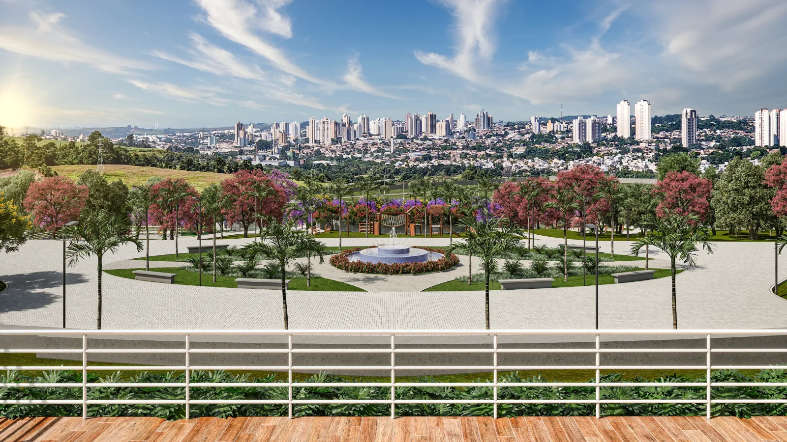 Viva em uma nova dimensão em Cordeirópolis, na região de LimeiraPerspectiva ilustrada do Deck Mirante do Jardim Mosaico - Fase 2, em Cordeirópolis, na região de Limeira